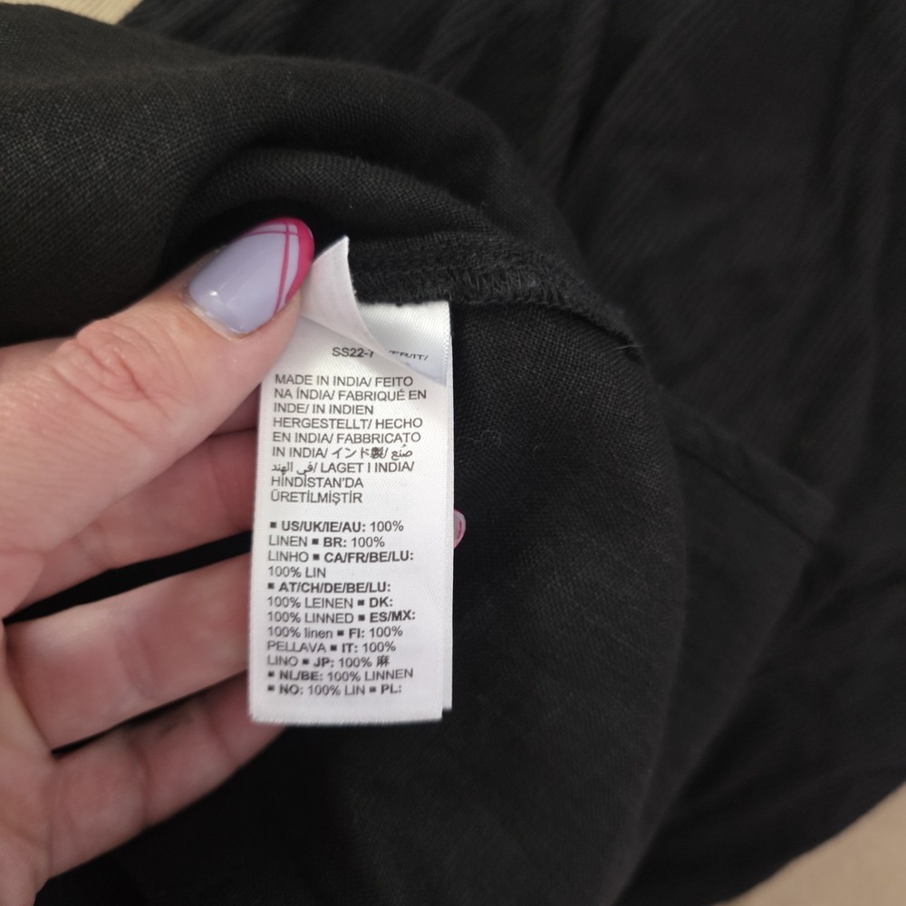 The Drop Fiona Linen Shirt Dress XS Black Button Front Long Sleeve Midi Maxi - Picture 5 of 6